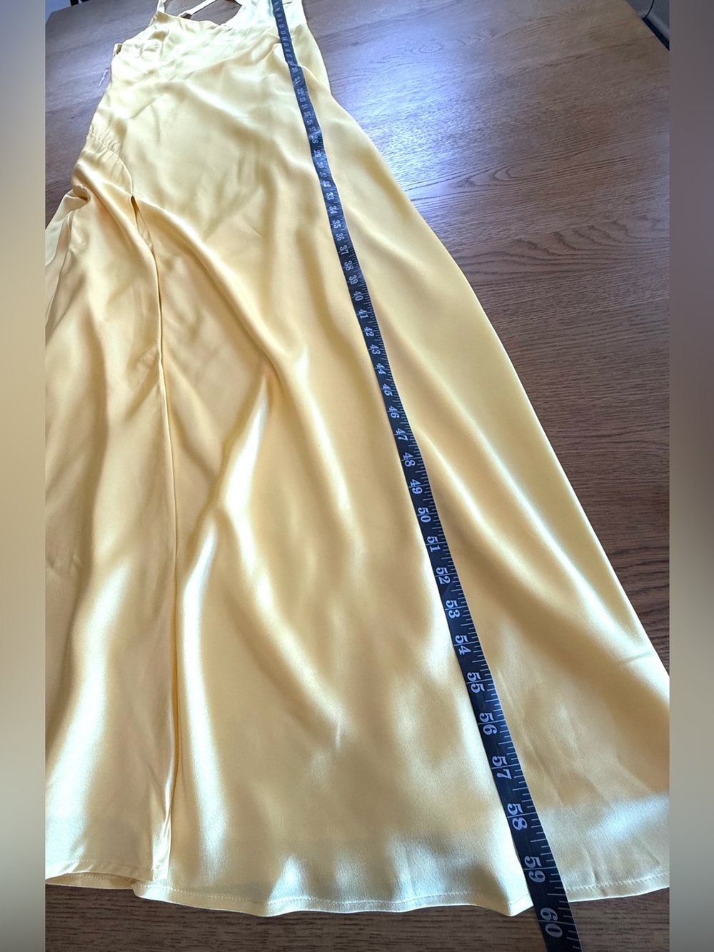 Show Me Your MuMu Anderson Yellow Satin Slip Maxi Dress Slit Size M - Picture 5 of 13